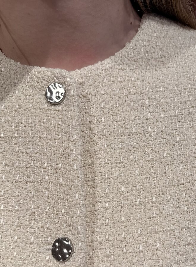 Vale fringe boucle jacket | Butter Cream