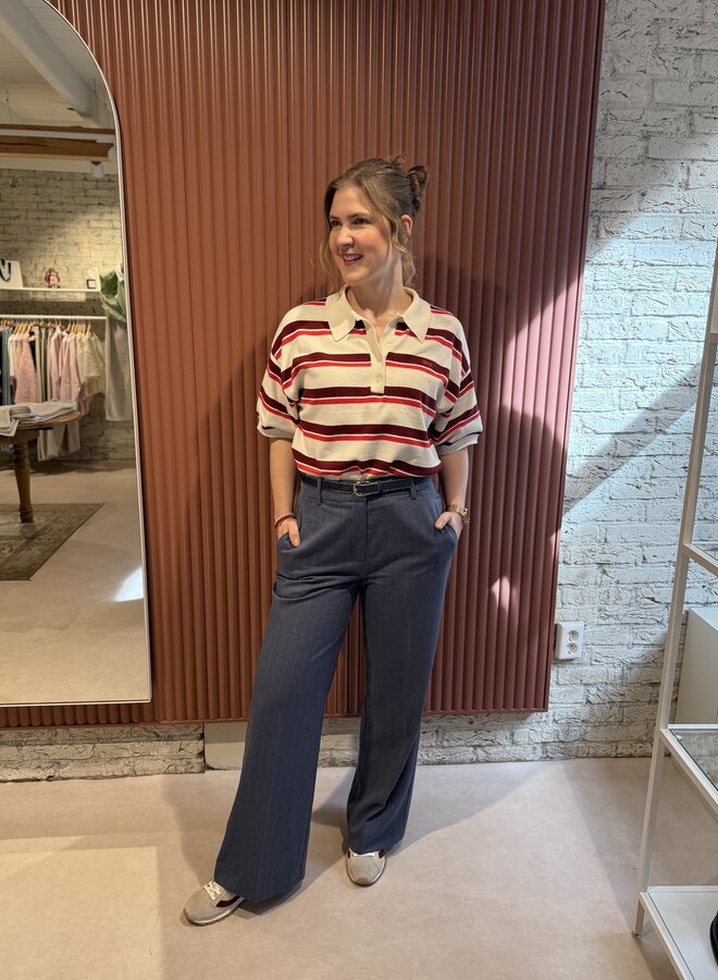 Taia ss polo pullover | Egret/Cabernet/Poinsettia