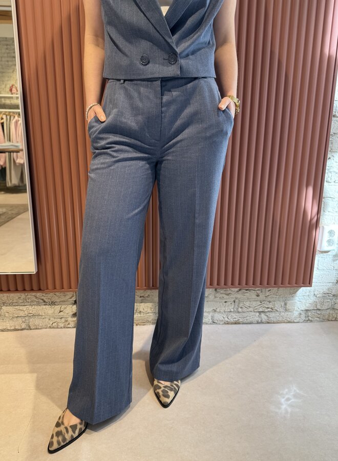 Alain Pinstripe Smart Pants | Steel Blue