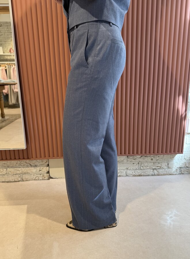 Alain Pinstripe Smart Pants | Steel Blue