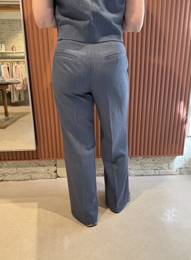 Alain Pinstripe Smart Pants | Steel Blue