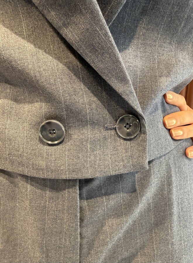 Jarod Pinstripe Gilet | Steel Blue