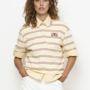 Crino embellished striped polo shirt | Berry Red