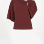 Gou embellished drapey top | Berry Red