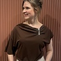 Gou embellished drapey top | Chocolate Brown