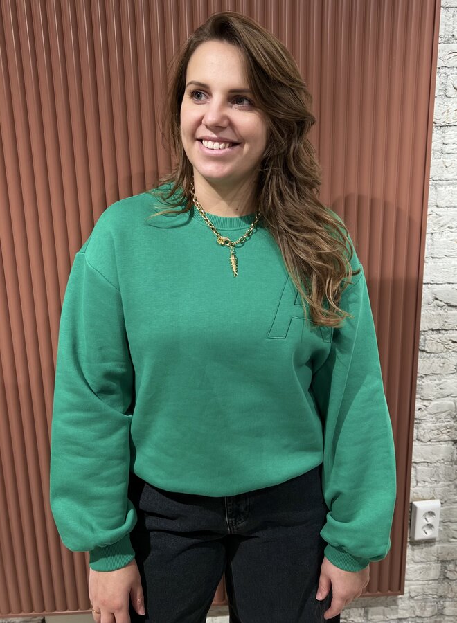 Embroidered A sweater | Bright green