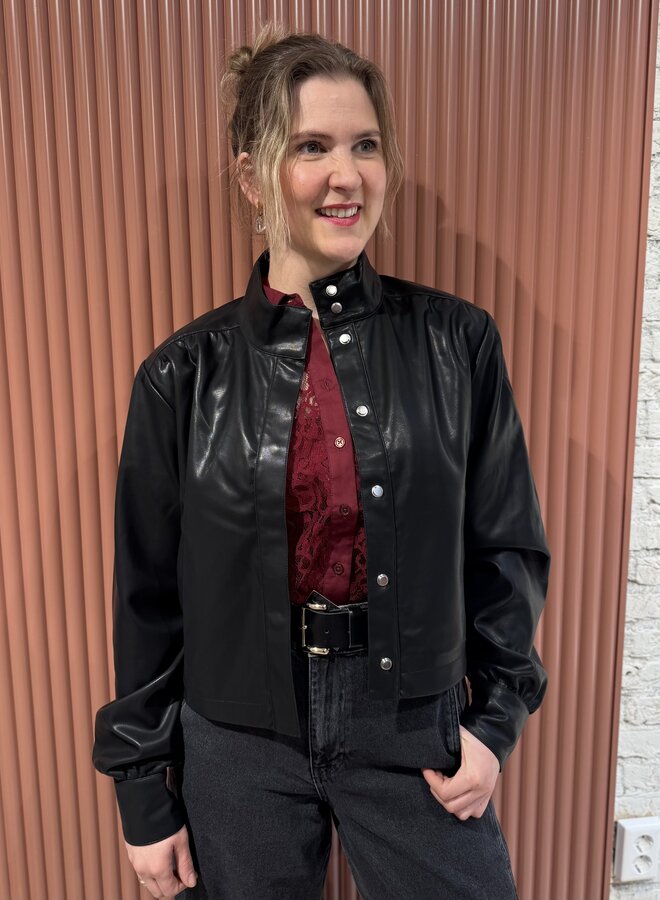Faux leather jacket | Black