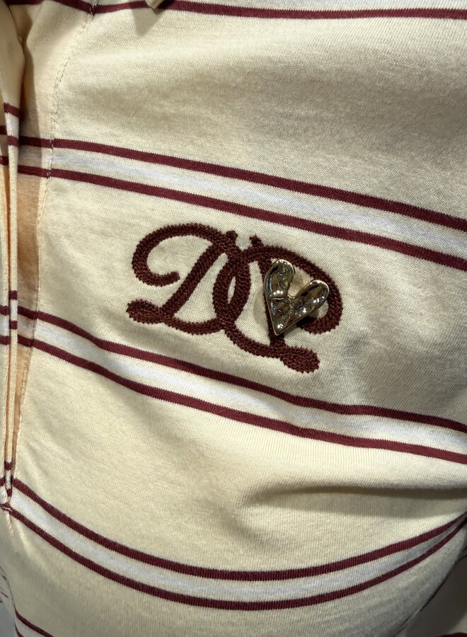 Crino embellished striped polo shirt | Berry Red