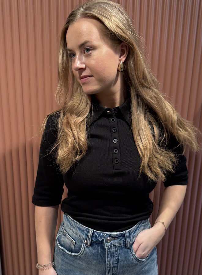 Drew polo top | Black