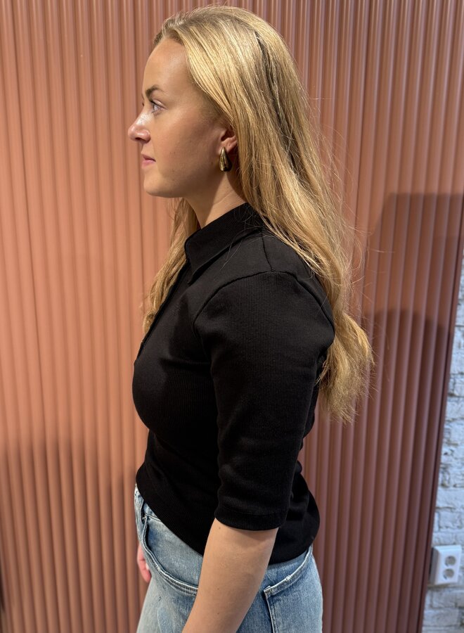 Drew polo top | Black