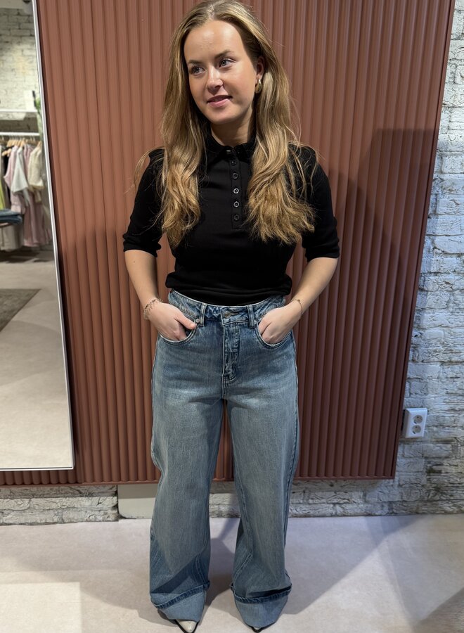 Sara HW wide jeans | Washed blue