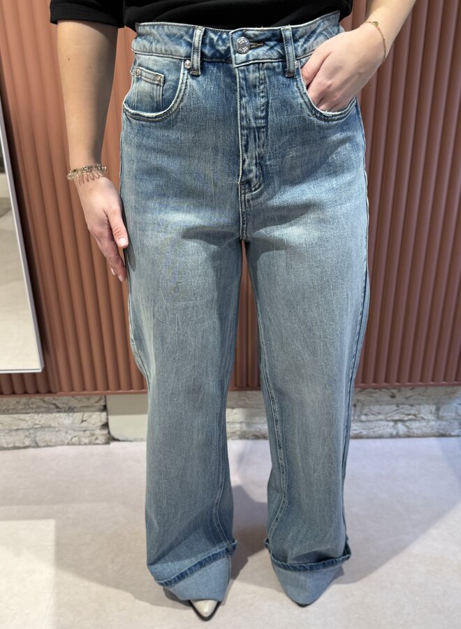 Sara HW wide jeans | Washed blue