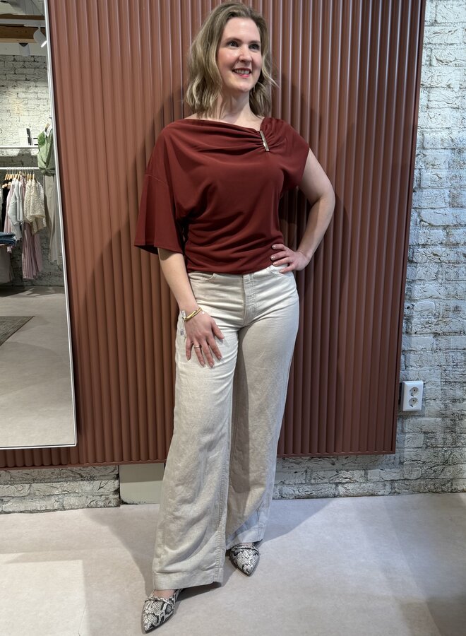Gou embellished drapey top | Berry Red