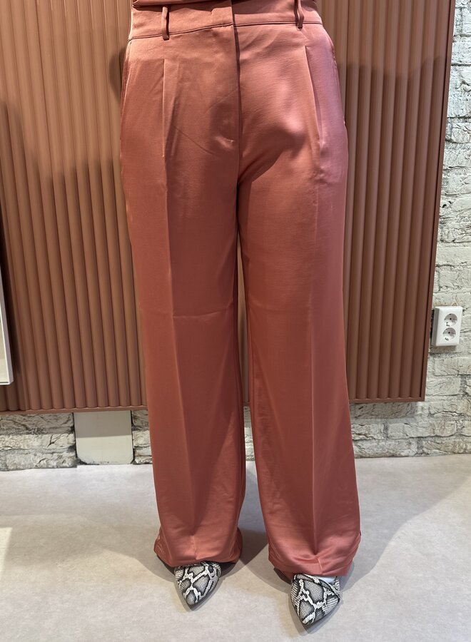 Jules satin smart pants | Coral Blush