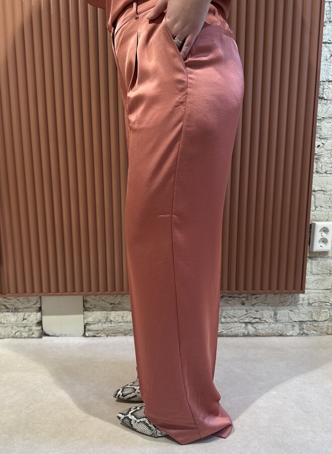 Jules satin smart pants | Coral Blush
