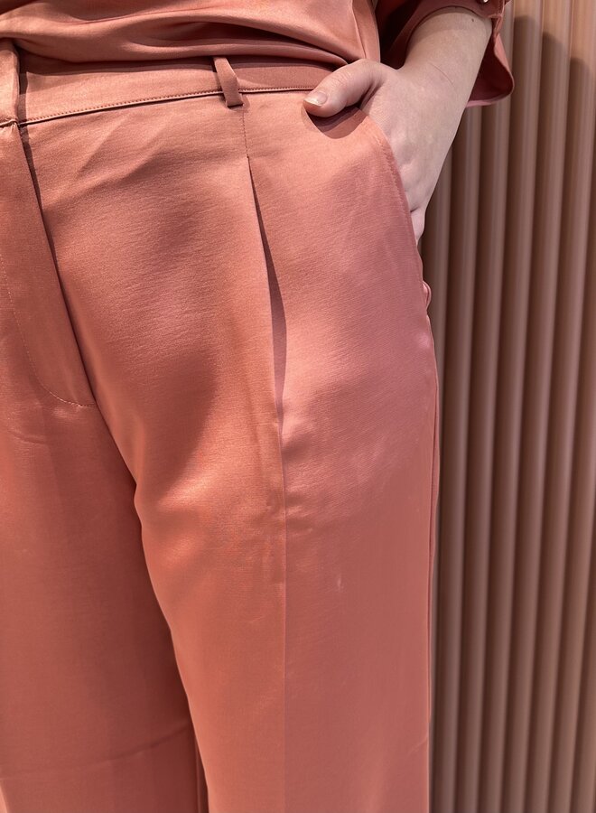 Jules satin smart pants | Coral Blush