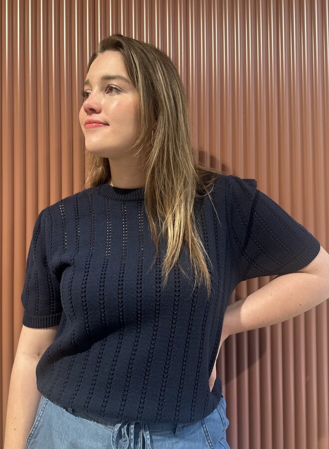 Emilie SS O-Neck Pullover | Navy