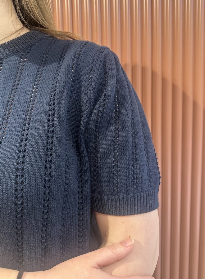 Emilie SS O-Neck Pullover | Navy