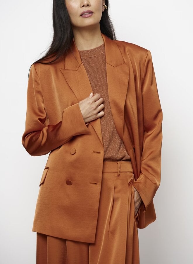 Sevigny relaxed satin blazer | Sunset Orange