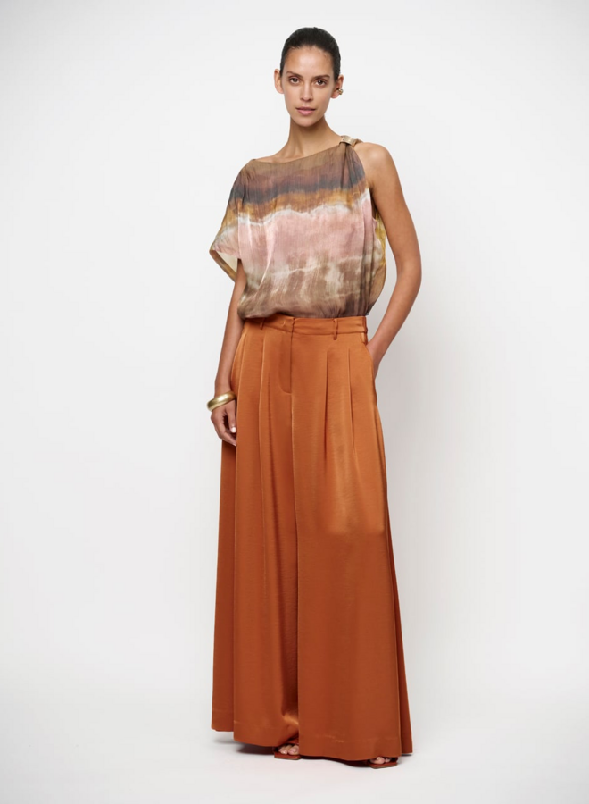 Onique wide leg satin pants | Sunset Orange