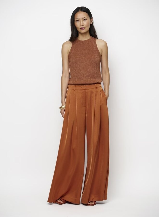 Onique wide leg satin pants | Sunset Orange