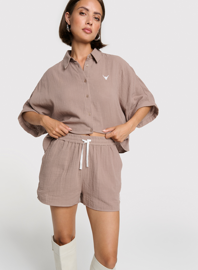 Crinkle shorts | Taupe