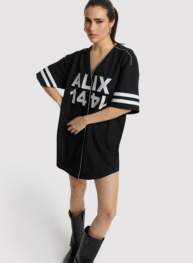 Baseball shirt dress | Black