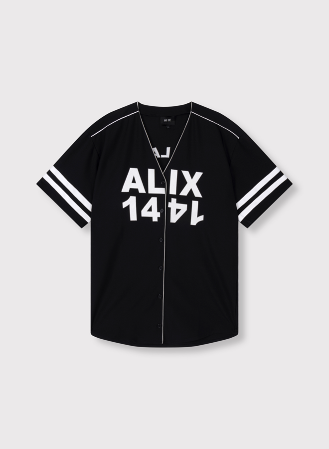 Baseball shirt dress | Black