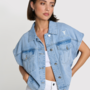 Soft denim waistcoat | Light blue denim