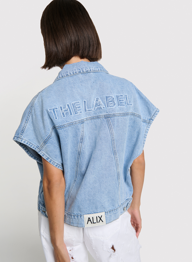 Soft denim waistcoat | Light blue denim