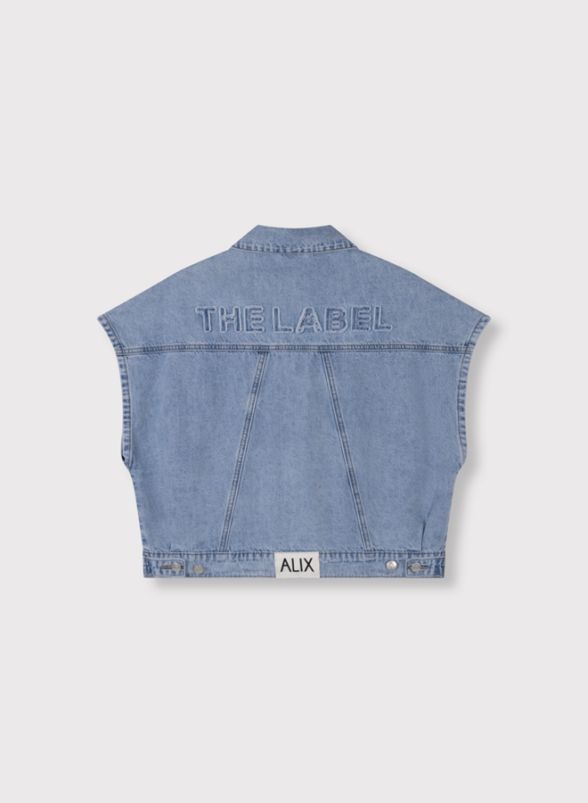 Soft denim waistcoat | Light blue denim