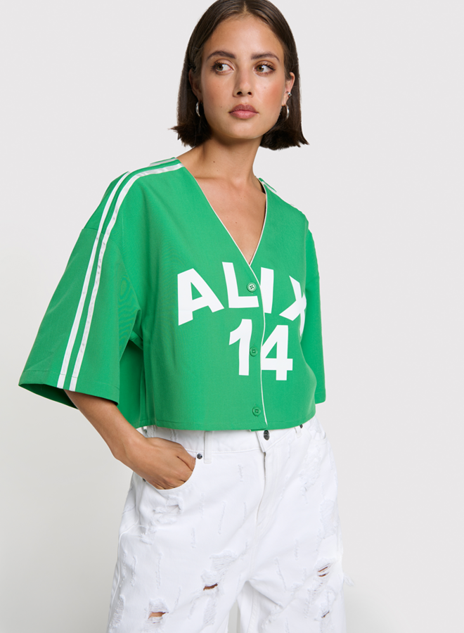 Cropped baseball shirt | Bright green