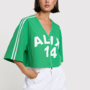 Cropped baseball shirt | Bright green
