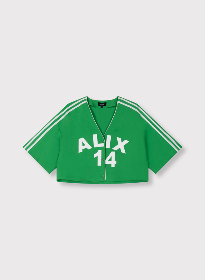 Cropped baseball shirt | Bright green