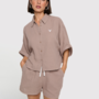 Oversized crinkle blouse | Taupe