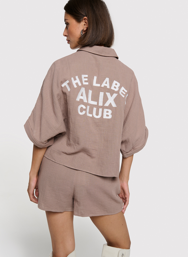 Oversized crinkle blouse | Taupe