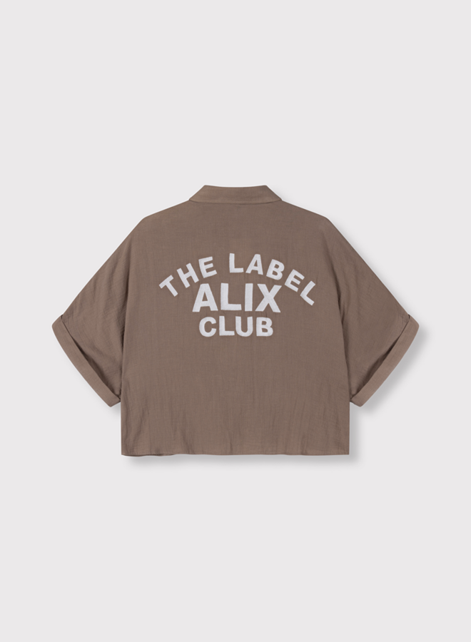 Oversized crinkle blouse | Taupe