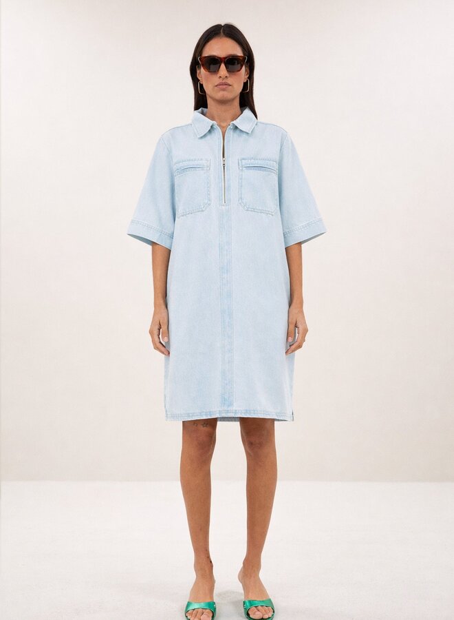 Philipe Bleached Denim Dress| Bleached Denim
