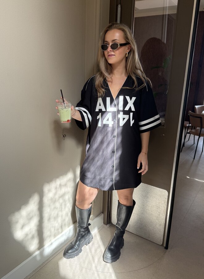 Baseball shirt dress | Black