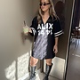 Baseball shirt dress | Black
