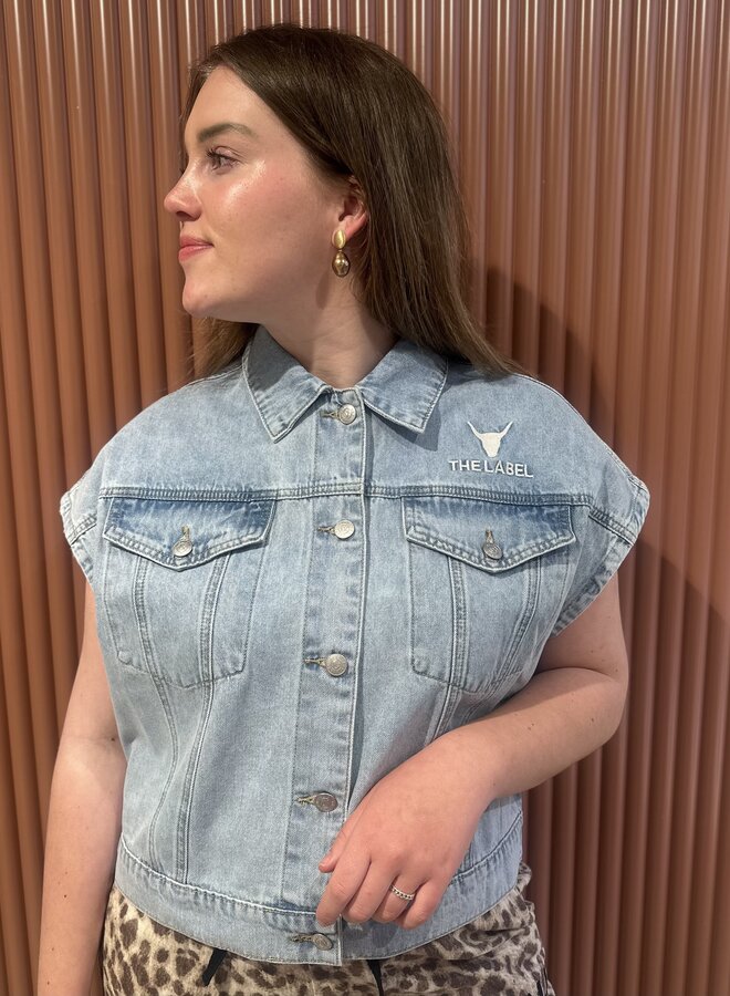 Soft denim waistcoat | Light blue denim