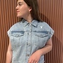 Soft denim waistcoat | Light blue denim