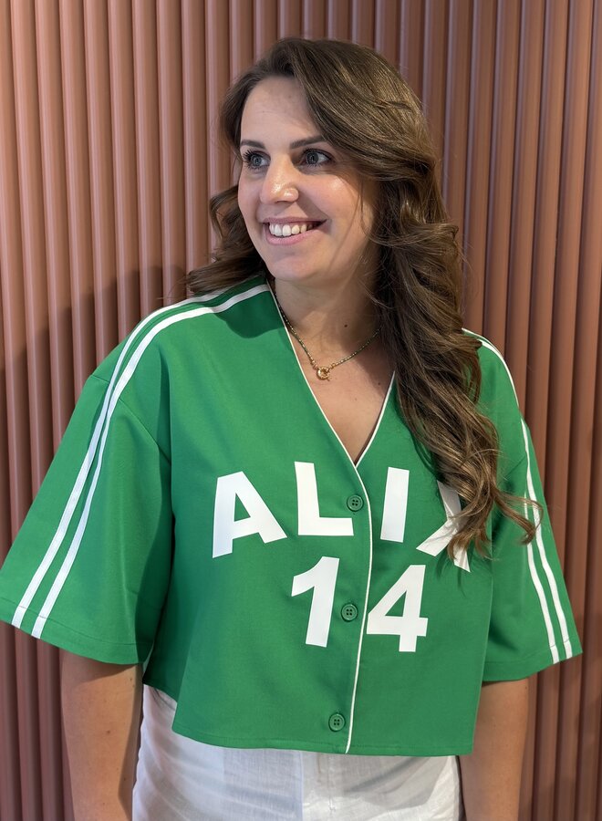 Cropped baseball shirt | Bright green