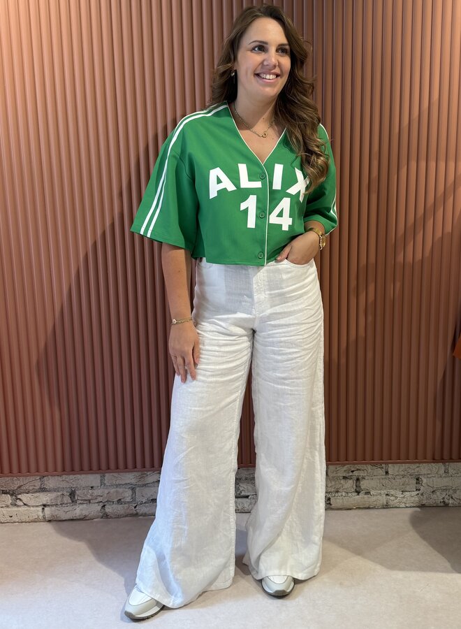 Cropped baseball shirt | Bright green