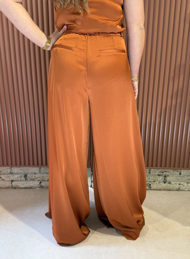 Onique wide leg satin pants | Sunset Orange
