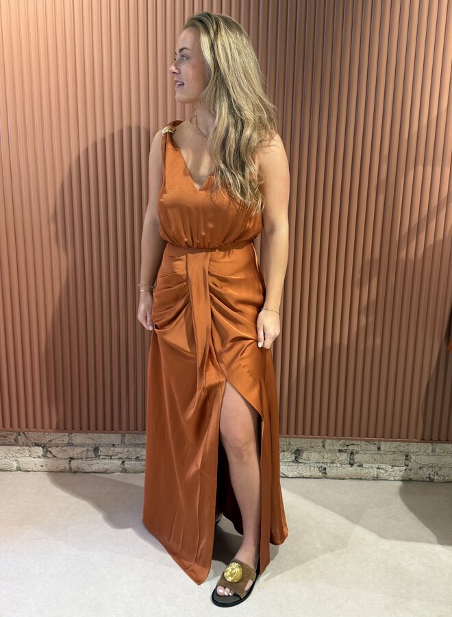 Marcia satin maxi dress | Sunset Orange
