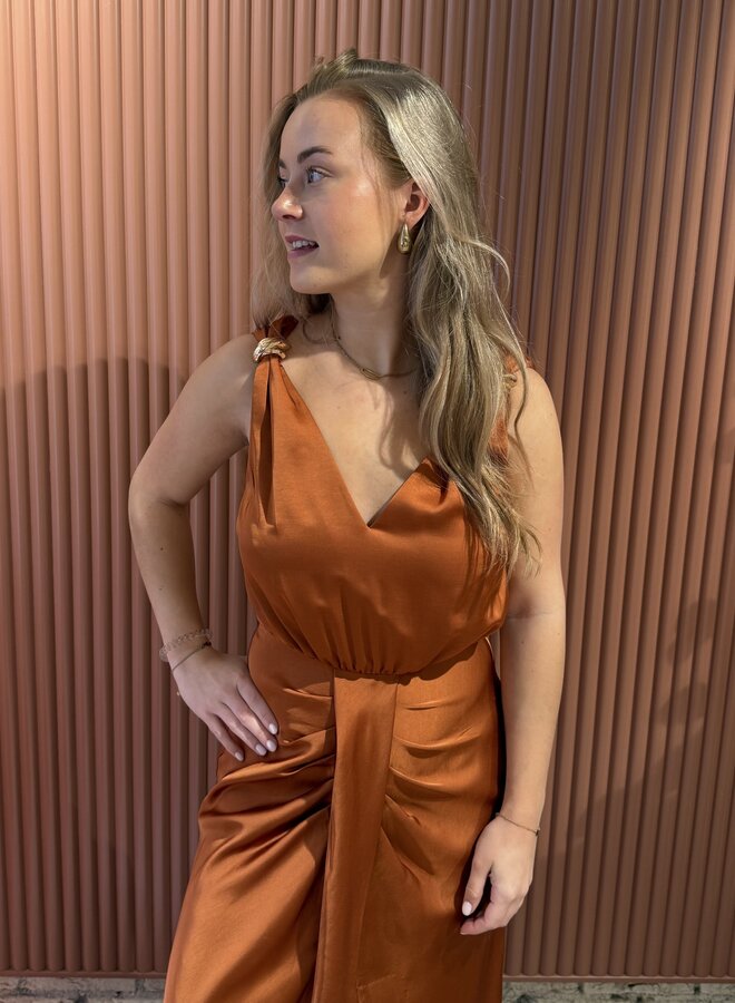 Marcia satin maxi dress | Sunset Orange