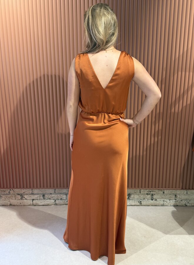 Marcia satin maxi dress | Sunset Orange