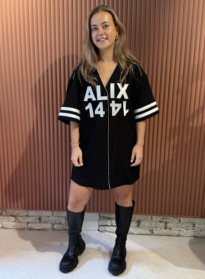 Baseball shirt dress | Black