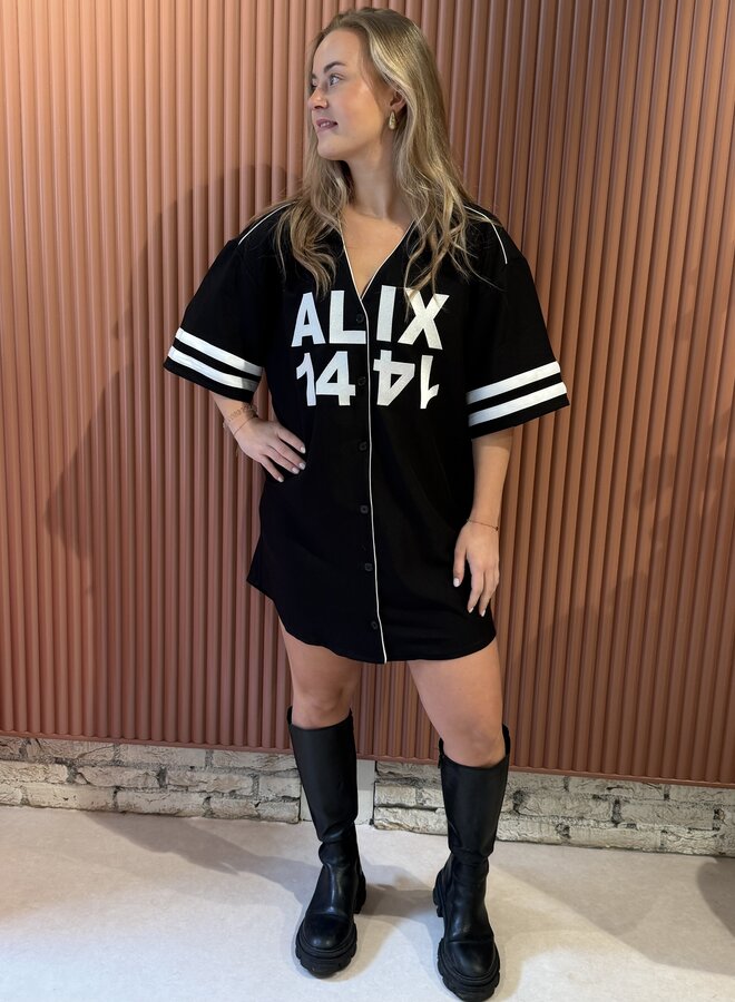 Baseball shirt dress | Black